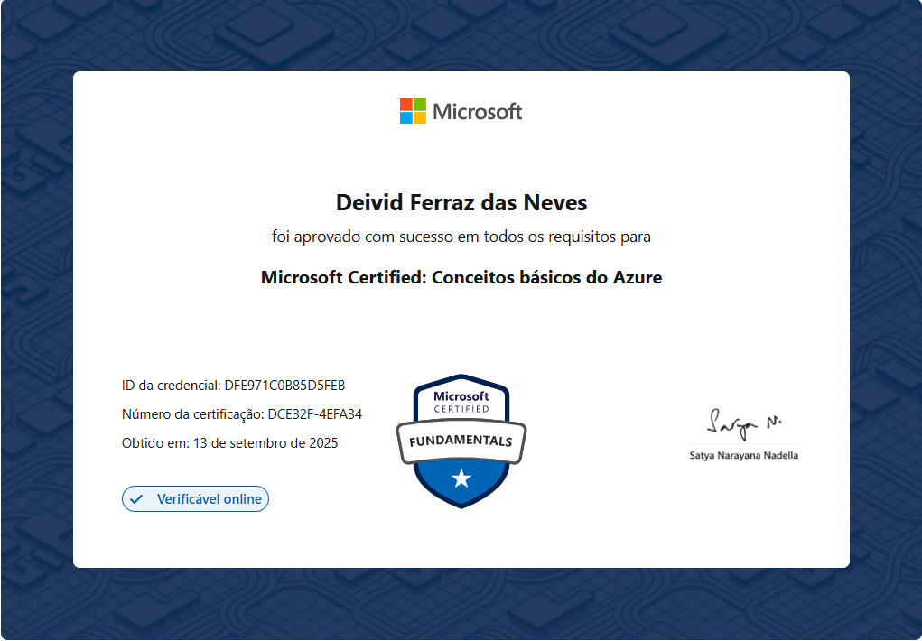 Microsoft Certified: Conceitos do Azure - AZ900